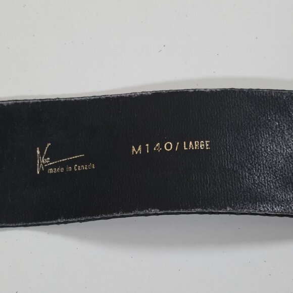 Vintage Textured Belt Womens L Black Gold Black Tone Metal Buckle Whimsigoth Y2K - Picture 3 of 15